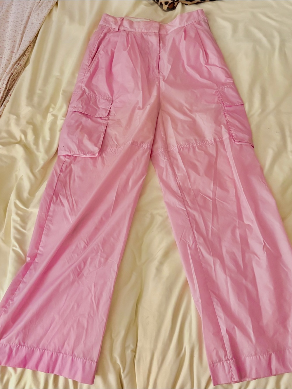 Tibi Pink Wide-Leg Cargo Pants